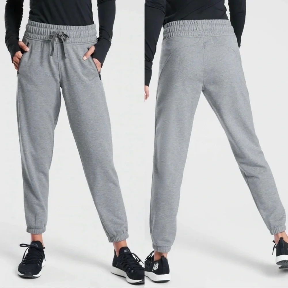 Athleta Bounce Back Joggers Gray XS Stretch Drawstring Sweatpants Pants Cozy